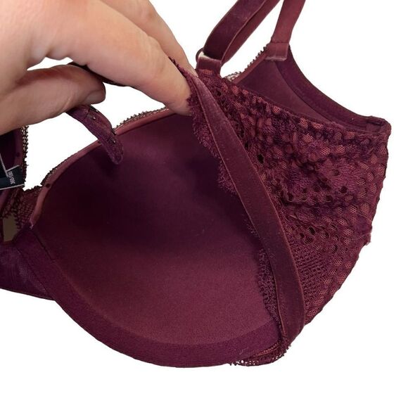 Victoria's Secret Very Sexy Push-Up Bra Size 36D Underwire Red Burgundy Lace - Picture 10 of 14